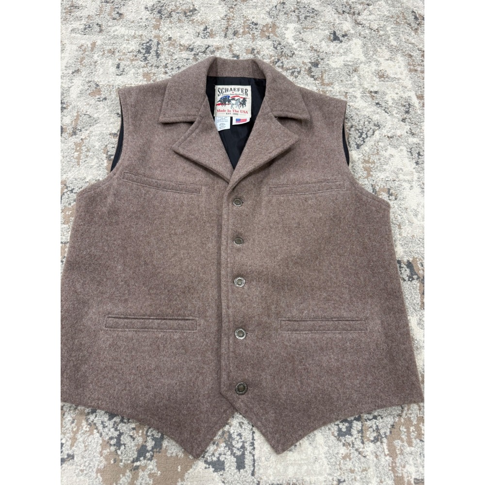 Schaefer Outfitter Mens Brown Wool Blend Ranch Vest Style 805 Made in USA Large